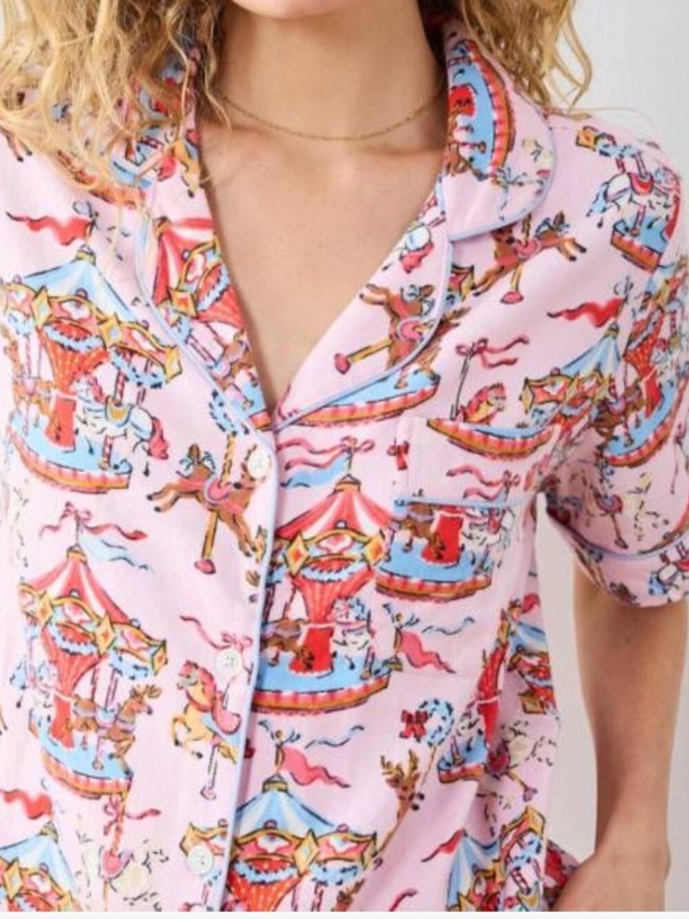 NWT Printfresh Christmas Carousel - Midweight Flannel Short PJ Set